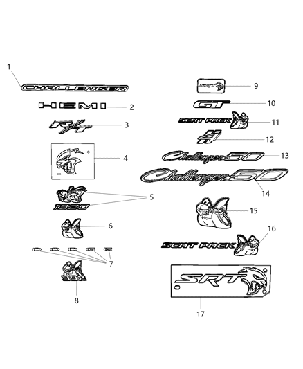 2020 Dodge Challenger NAMEPLATE-HELLCAT Diagram for 68503026AA