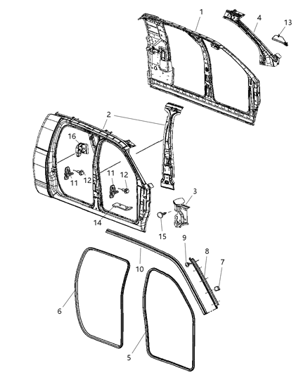 2006 Dodge Ram 2500 Aperture Panel Bodyside Diagram 2