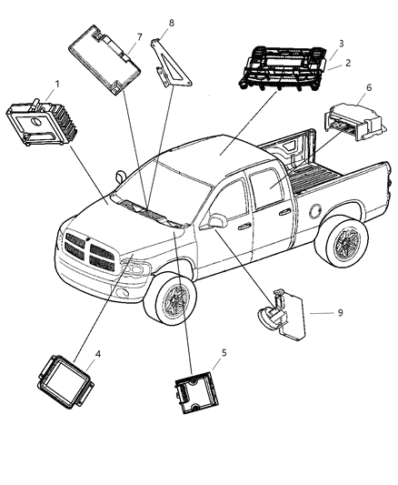 2006 Dodge Ram 1500 OCCUPANT Restraint Module Diagram for 56043705AE