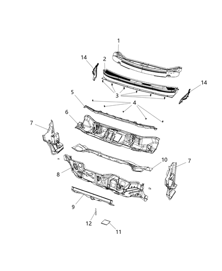 2019 Jeep Cherokee Panel-COWL Side Trim Diagram for 68286793AB