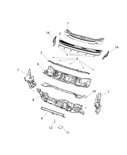 2019 Jeep Cherokee COWL Side Diagram for 68480808AA