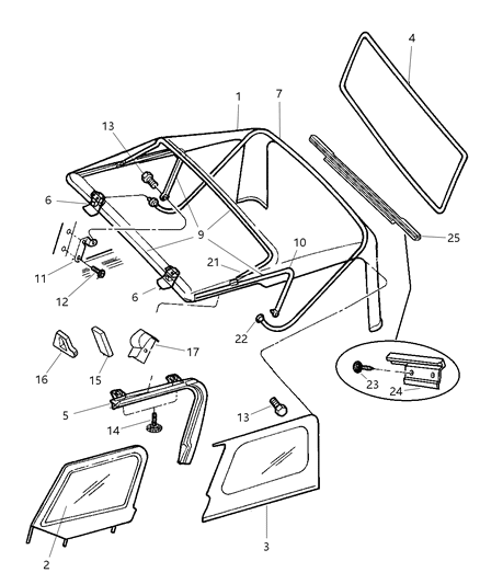 1997 Jeep Wrangler Snap Pkg-Soft Top Diagram for 4778470