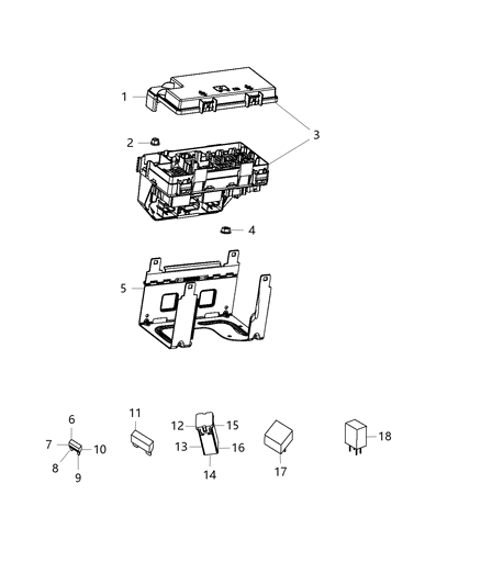 2015 Dodge Grand Caravan Tipm - Attaching & Component Parts Diagram