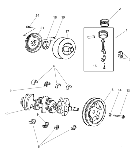 2005 Chrysler Pacifica Crankshaft , Piston And Torque Converter Diagram 2