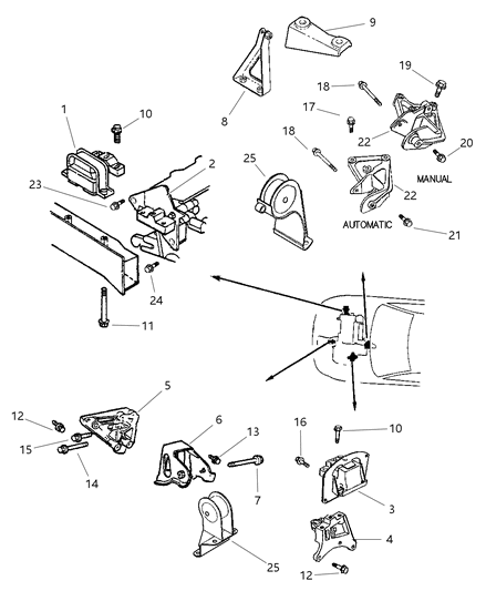 1997 Chrysler Cirrus Bracket-Shock ABSORBER Diagram for 4663155