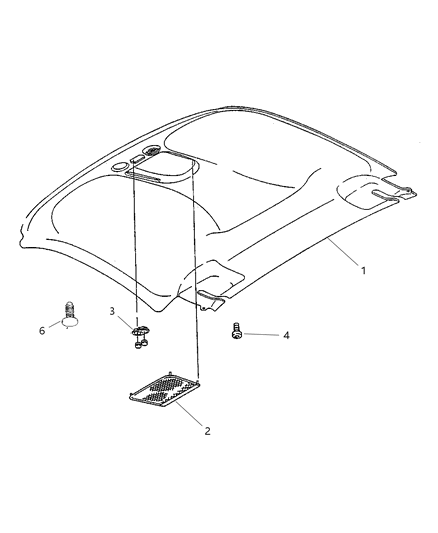 2000 Dodge Viper Headliner Diagram