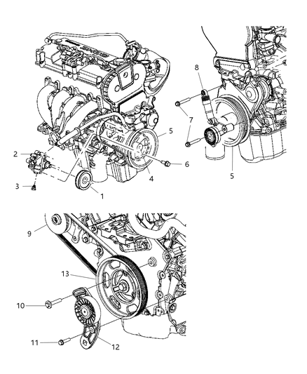 2006 Chrysler Sebring Pulley & Related Parts Diagram