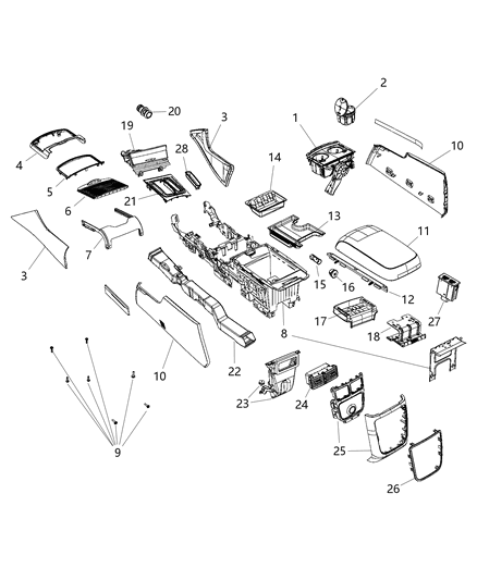 2020 Chrysler 300 Console ARMREST Diagram for 6LC27MTLAB