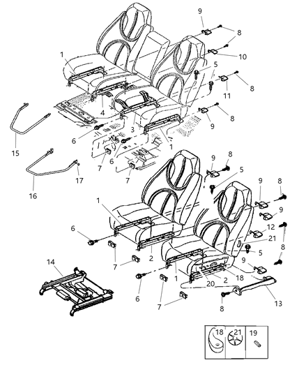 1999 Dodge Durango Adjuster & Attaching Parts Diagram