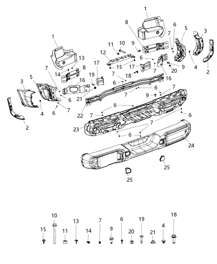 2021 Jeep Wrangler Bracket-Rear Bumper Diagram for 68335617AA