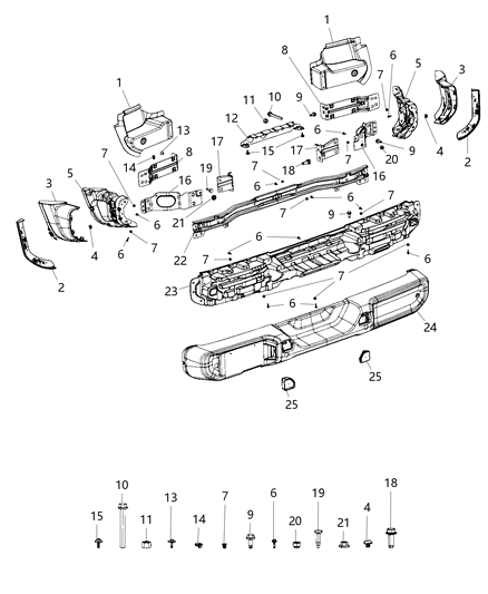 2021 Jeep Wrangler Bracket-Rear Bumper Diagram for 68482587AA