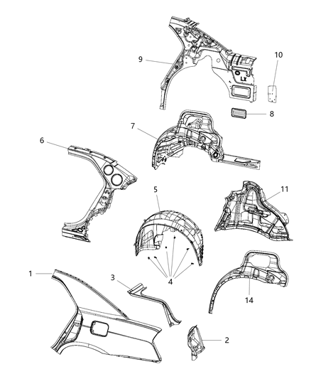 2014 Chrysler 300 Shield-Splash Diagram for 68084291AF