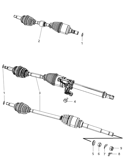 2007 Jeep Compass Axle Half Shaft Diagram for 5085250AB