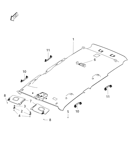 2020 Jeep Renegade Visor Diagram for 7ES70MS7AA