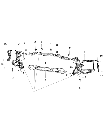 2015 Ram 3500 Pickup Radiator Support Diagram