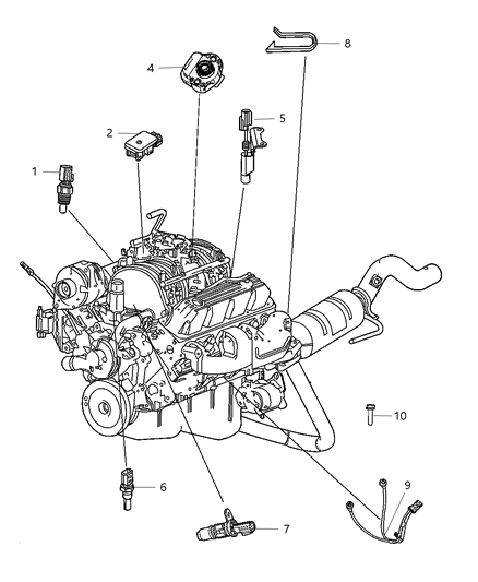 2009 Chrysler Aspen Sensors - Engine Diagram 1