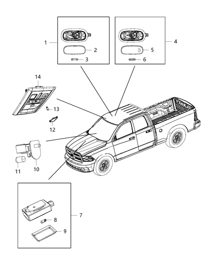 2010 Dodge Ram 1500 Lamps, Interior Diagram