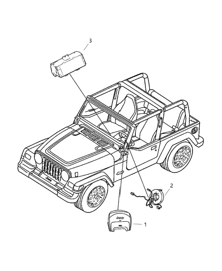 2005 Jeep Wrangler Passenger Air Bag Diagram for 52029314AB