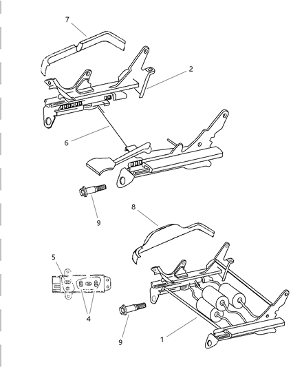 1997 Chrysler Concorde Shields - Adjusters, Power & Manual Diagram