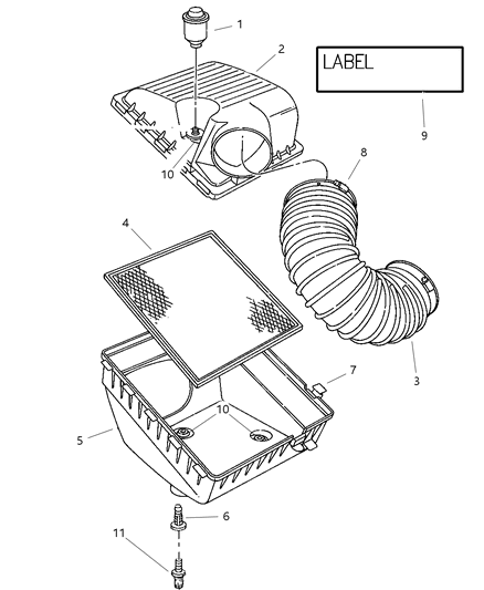 1997 Dodge Ram 1500 Cover-Air Cleaner Diagram for 4897530AA