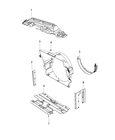 2019 Ram 1500 Radiator Seals, Shields, Shrouds, And Baffles Diagram