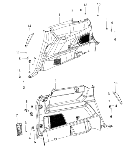 2018 Dodge Journey Quarter Trim Panel Diagram