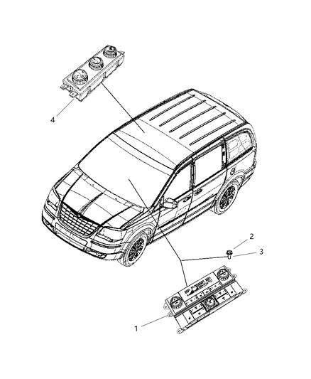 2009 Dodge Grand Caravan Air Conditioner And Heater Control Diagram for 55111801AD