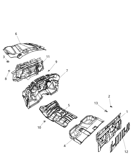 2013 Ram 1500 Pad-Dash Panel Diagram for 68105178AB