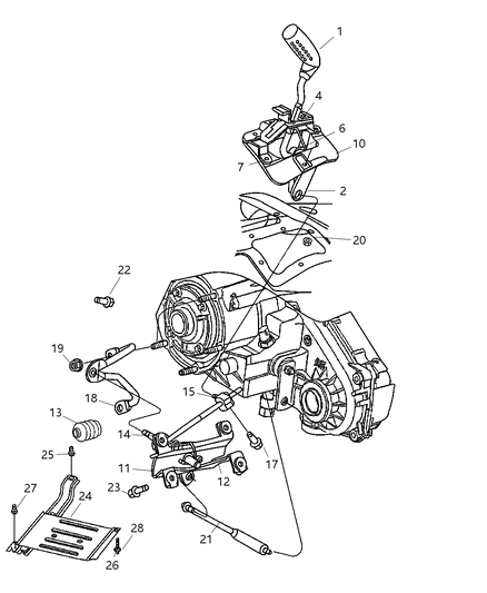 2003 Jeep Wrangler Gearshift Control & Skid Plate Diagram 2