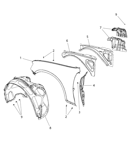 2016 Chrysler 300 Front Fender Diagram