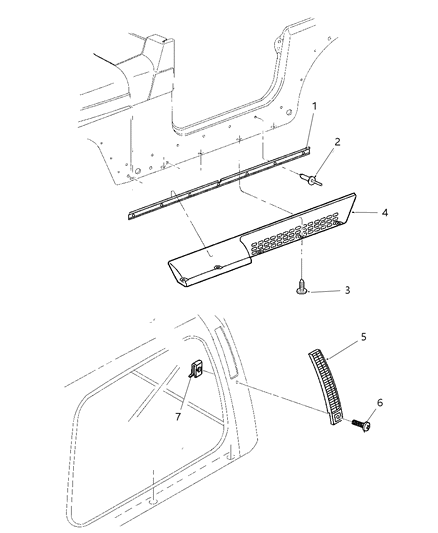 1999 Jeep Wrangler Mouldings Diagram