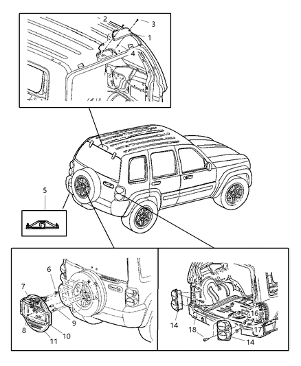 2005 Jeep Liberty Lamp-Tail Stop Turn Diagram for 5KJ45RXFAB