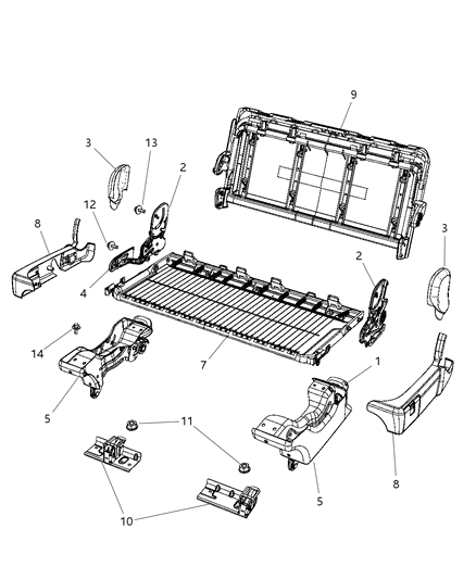 2011 Dodge Grand Caravan Second Row - Bench Diagram