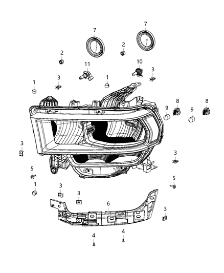 2019 Ram 2500 Parts, Headlamp Service Diagram 2