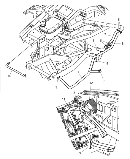 2005 Dodge Viper Coolant Reserve & Pressurized Coolant Tank Diagram