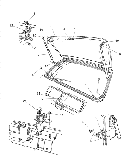 1998 Jeep Grand Cherokee Glass, Backlite Diagram