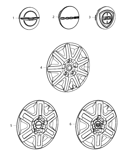 2013 Dodge Grand Caravan Wheel Covers & Center Caps Diagram