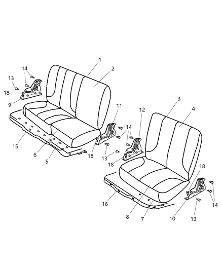 2003 Dodge Ram 1500 Rear Seat Cushion Cover Right Diagram for XJ561L5AA