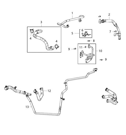 2020 Jeep Wrangler HOSE/TUBE-COOLANT Diagram for 68309911AG