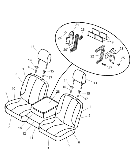 2007 Dodge Ram 1500 Seat Back-Front Diagram for 1FF071J3AA