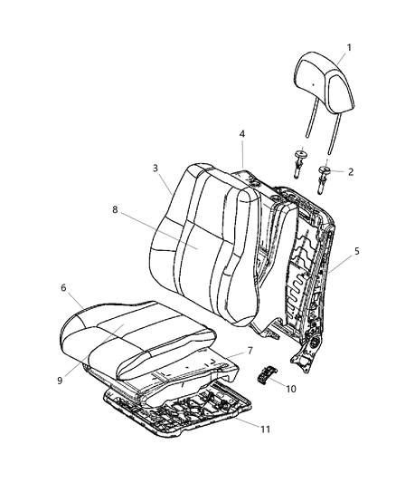 2010 Jeep Commander Front Seat Cushion Cover Diagram for 1PZ16XDVAA