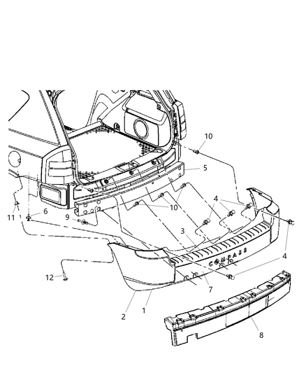 2009 Jeep Compass Fascia, Rear Diagram