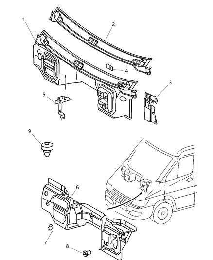 2004 Dodge Sprinter 2500 Cowl & Dash Diagram