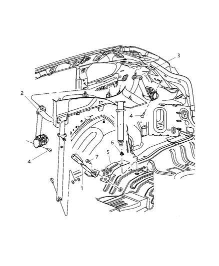 2008 Dodge Caliber Belt Assembly-Rear Center Shoulder Diagram for YX15BD5AC