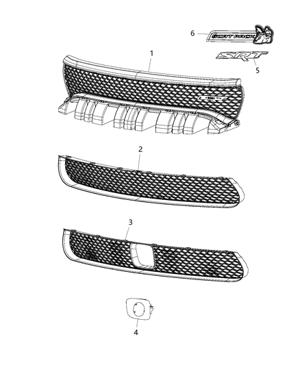 2016 Dodge Charger Grilles & Related Items Diagram 2