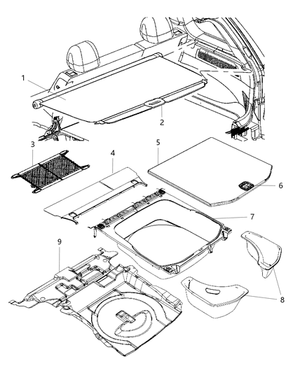 2013 Jeep Grand Cherokee Cover-Cargo Compartment Diagram for 1GH14DX9AC