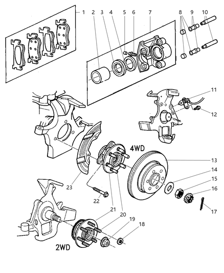 1997 Dodge Dakota Front Brakes Diagram