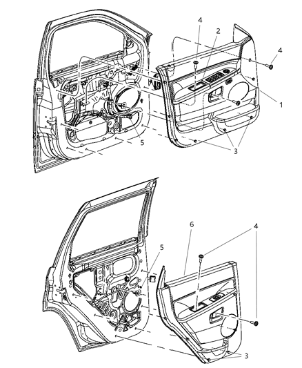 2005 Jeep Grand Cherokee Panel-Front Door Trim Diagram for 1BC151D1AA