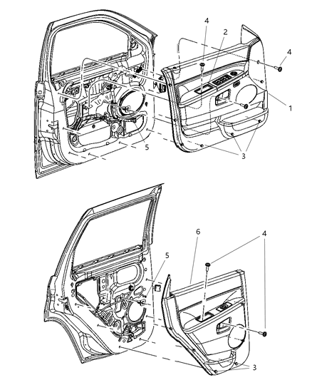 2005 Jeep Grand Cherokee Panel-Front Door Trim Diagram for 1BC141J3AA