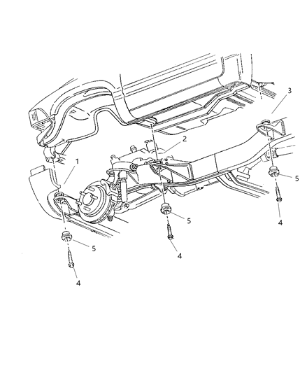 1998 Dodge Ram 1500 Regular Cab Body Hold Down & Front End Mounting Diagram